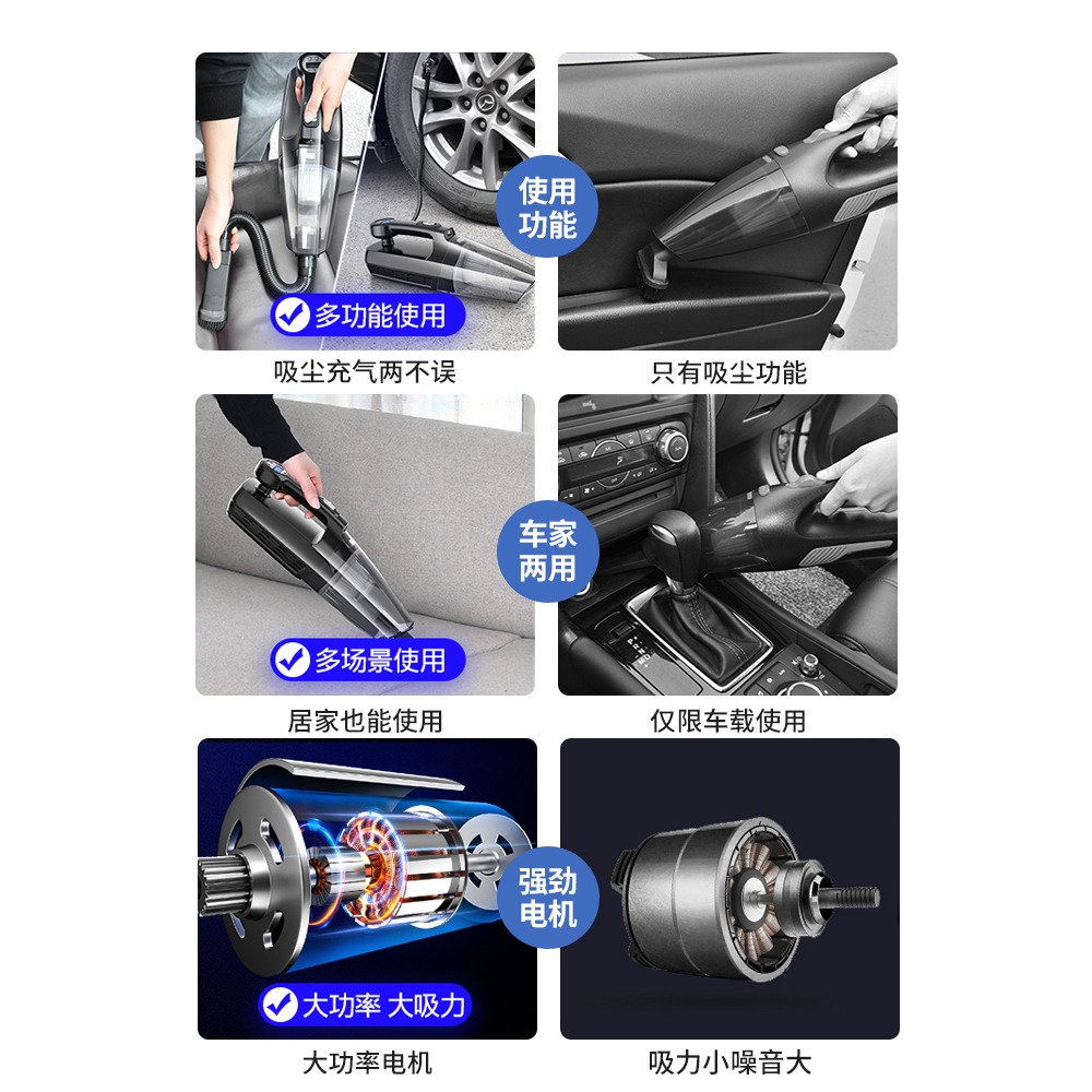 車載吸塵器大功率強力充氣泵一體機打氣車家兩用大吸力四合一汽車-細節圖4