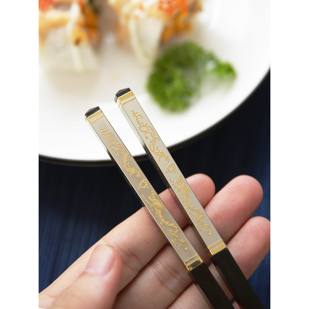 實木筷子家用高檔紅木中式防黴創意一人一筷輕奢風高級情侶單人裝-細節圖2