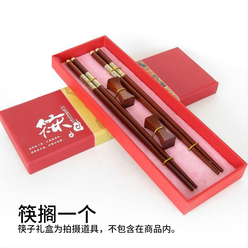 紅木筷子架子 精美紅檀木筷擱  實木鍍金龍鳳筷架子 日式新婚禮品-細節圖4