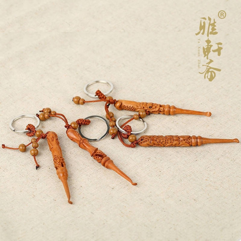 紅木雕刻掏耳朵工具 成人耳勺耳屎清潔 實木質挖耳勺採耳器挖耳扒-細節圖2
