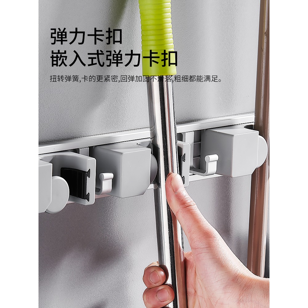 拖把掛鉤免打孔強力無痕衛生間墻上掃把壁掛架浴室收納夾神器卡座-細節圖3