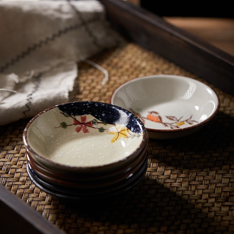 4個裝復古漢碟陶瓷碟日式調味碟醋碟醬油碟味碟家用蘸料碟小菜碟-細節圖4