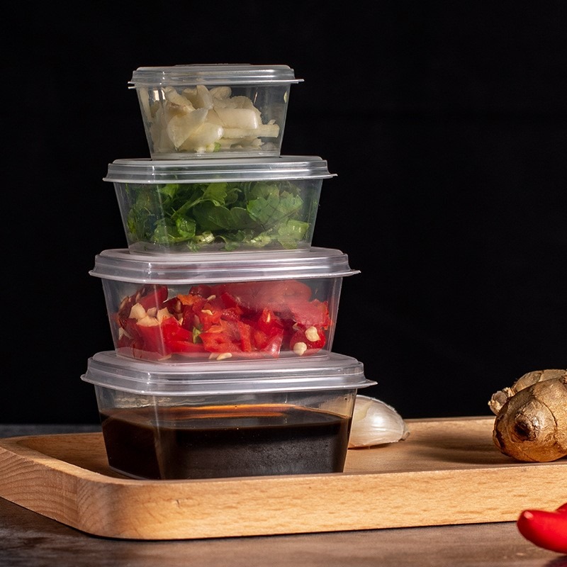 一次性味碟打包調料醬料杯外賣醬汁小盒帶蓋辣椒油醋加厚方形湯碗-細節圖4