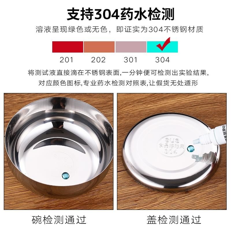 304不銹鋼米飯碗單層帶蓋韓式料理泡菜碗圓形蒸飯小碗食品留樣盒-細節圖3
