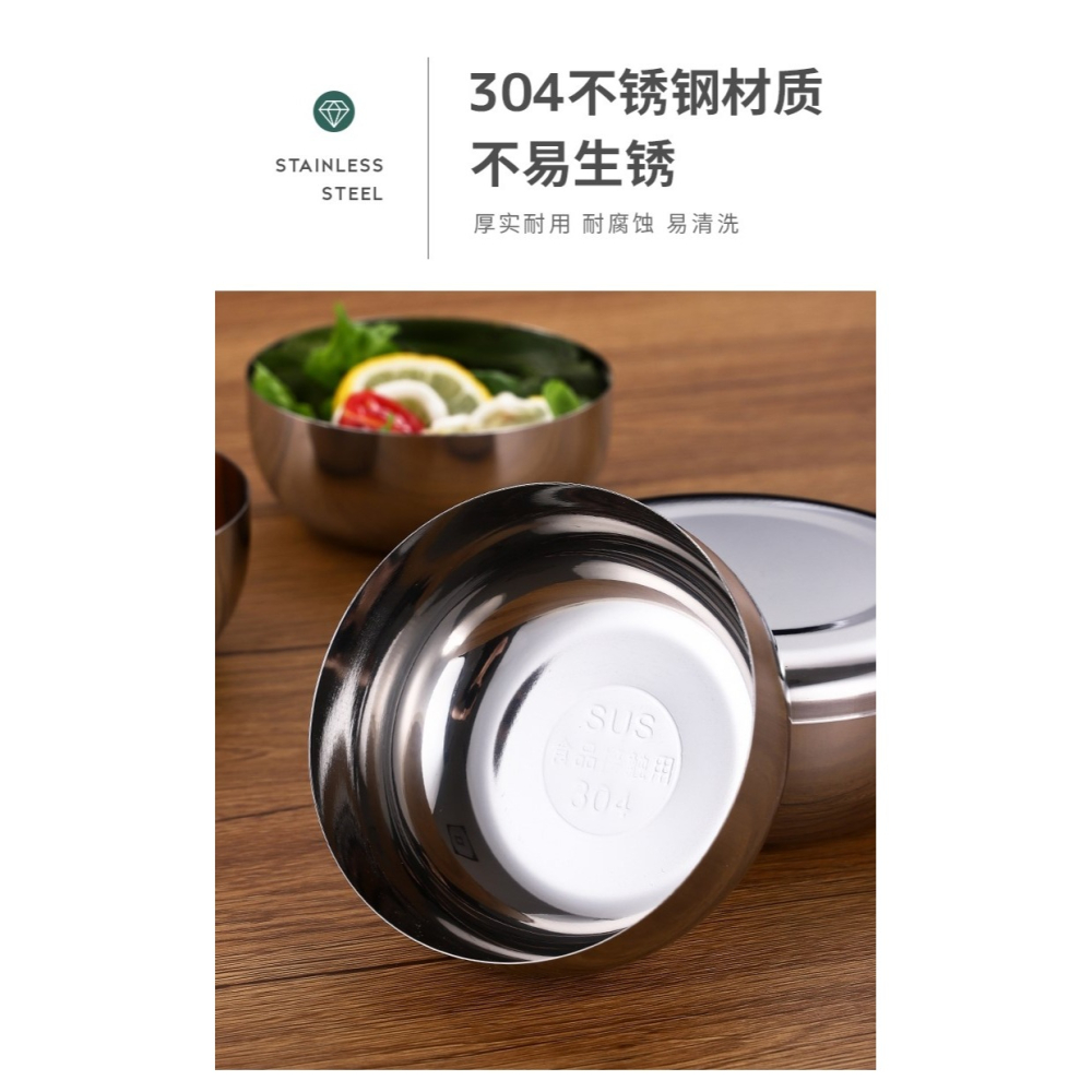 304不銹鋼米飯碗單層帶蓋韓式料理泡菜碗圓形蒸飯小碗食品留樣盒-細節圖10