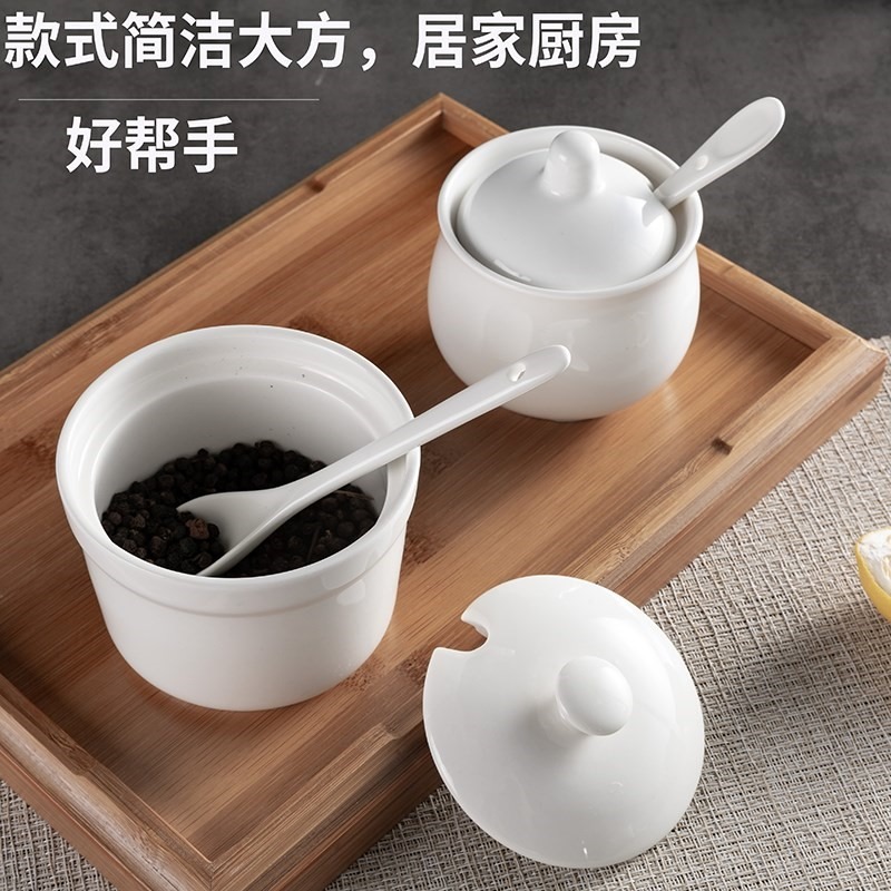 裝鹽罐單個家用帶蓋陶瓷調味罐豬油罐放鹽調味盒仿古辣椒油罐家用-細節圖2