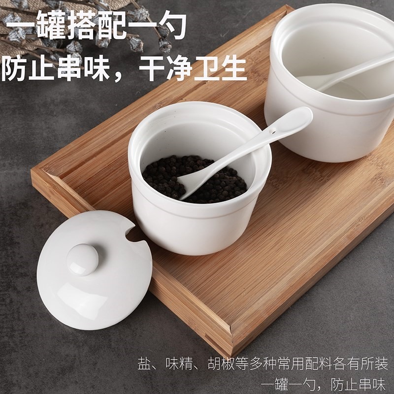 裝鹽罐單個家用帶蓋陶瓷調味罐豬油罐放鹽調味盒仿古辣椒油罐家用-細節圖3