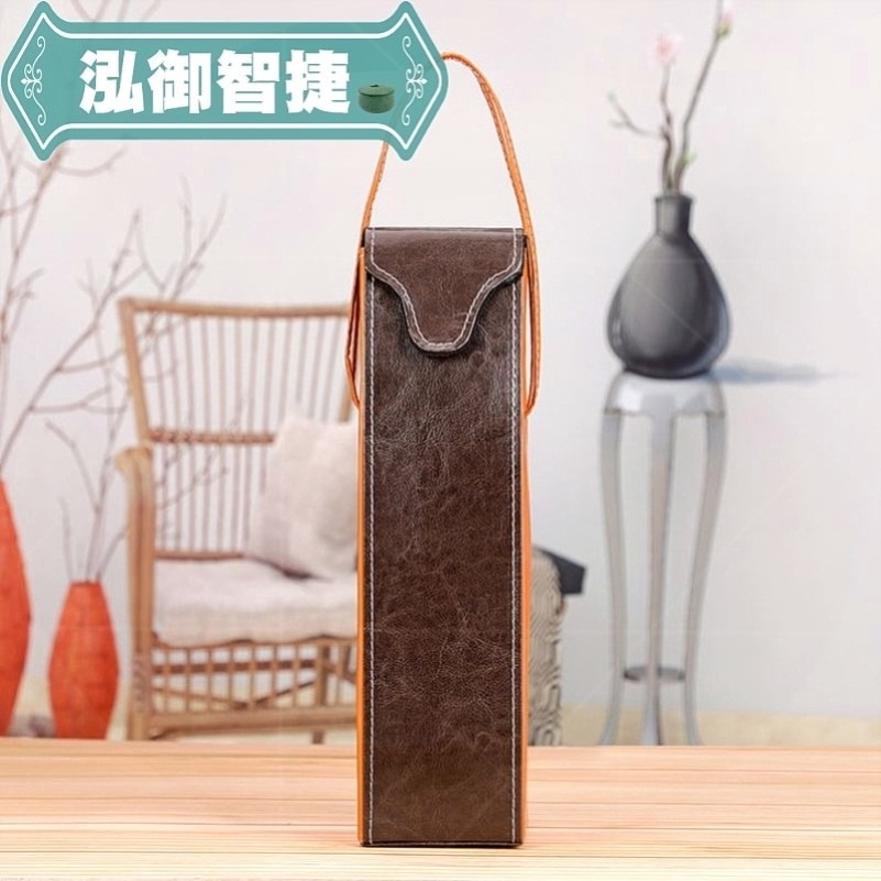 紅酒包裝袋盒子高檔禮盒禮品手提皮袋單支雙支葡萄酒皮盒通用-細節圖3