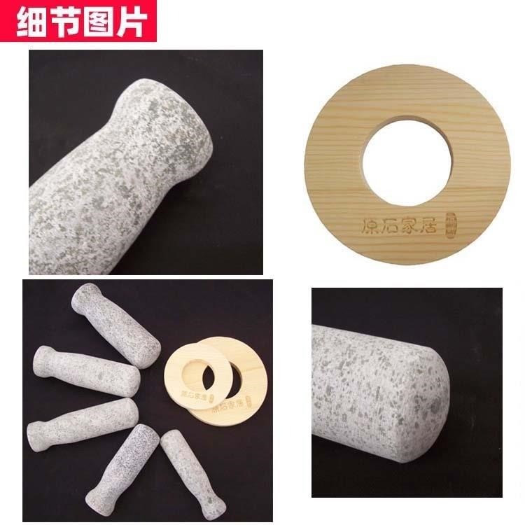 青石蒜錘子天然石頭家用搗蒜器石錘石臼把研磨石棒蒜泥器配件蓋子-細節圖3