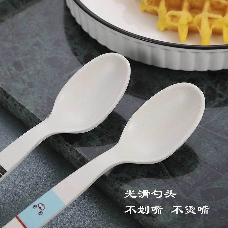小麥秸稈勺兒童調羹寶寶小勺子麥香飯勺粥勺攪拌勺喫飯勺家用勺子-細節圖3