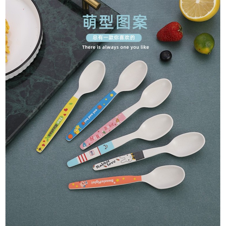小麥秸稈勺兒童調羹寶寶小勺子麥香飯勺粥勺攪拌勺喫飯勺家用勺子-細節圖8