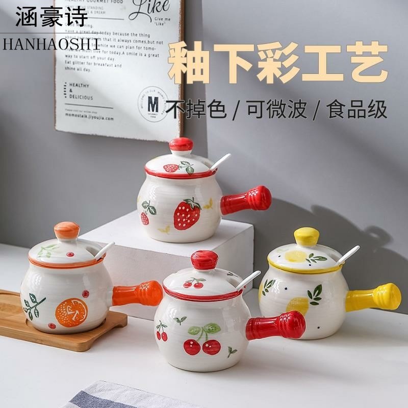 陶瓷調料罐調料盒調味罐家用廚房鹽罐白罐辣椒油罐豬油罐耐高溫-細節圖3
