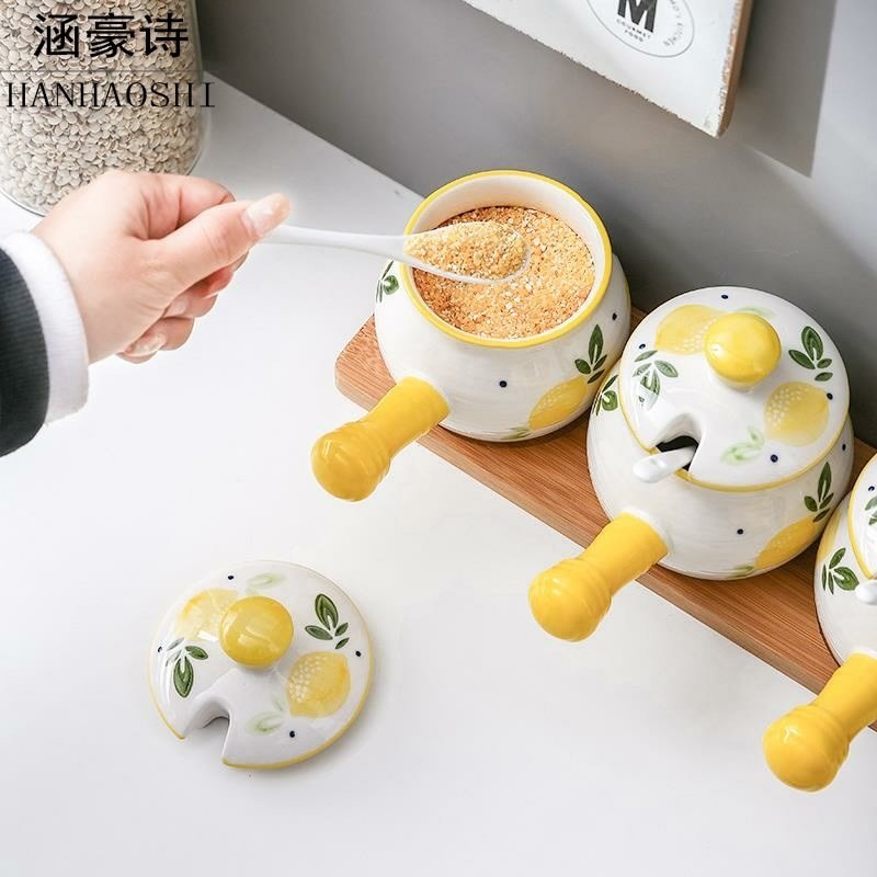 陶瓷調料罐調料盒調味罐家用廚房鹽罐白罐辣椒油罐豬油罐耐高溫-細節圖4
