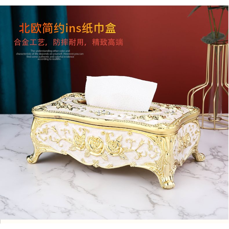 歐式紙巾盒家用客廳紙抽北歐網紅ins創意高檔輕奢餐廳可愛抽紙盒-細節圖6