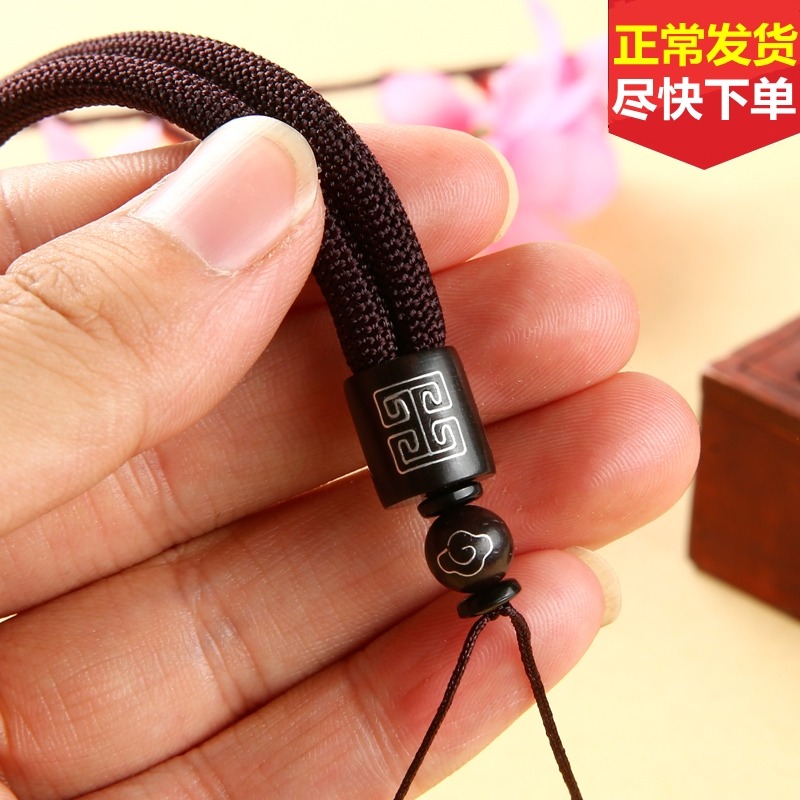 手工紫黑檀木S925鑲銀玉器文玩手把玩件掛繩子瑪瑙包掛彈弓配繩子-細節圖2