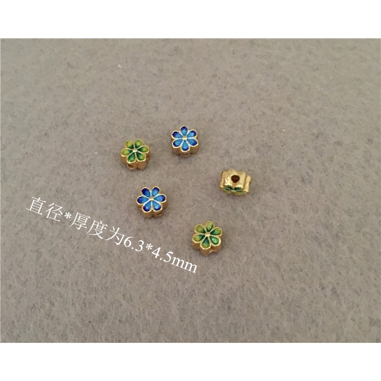 S925銀 鍍金琺瑯 隔珠 燒藍景泰藍蜜蠟手鏈項鏈DIY 配飾配件 三通-細節圖5