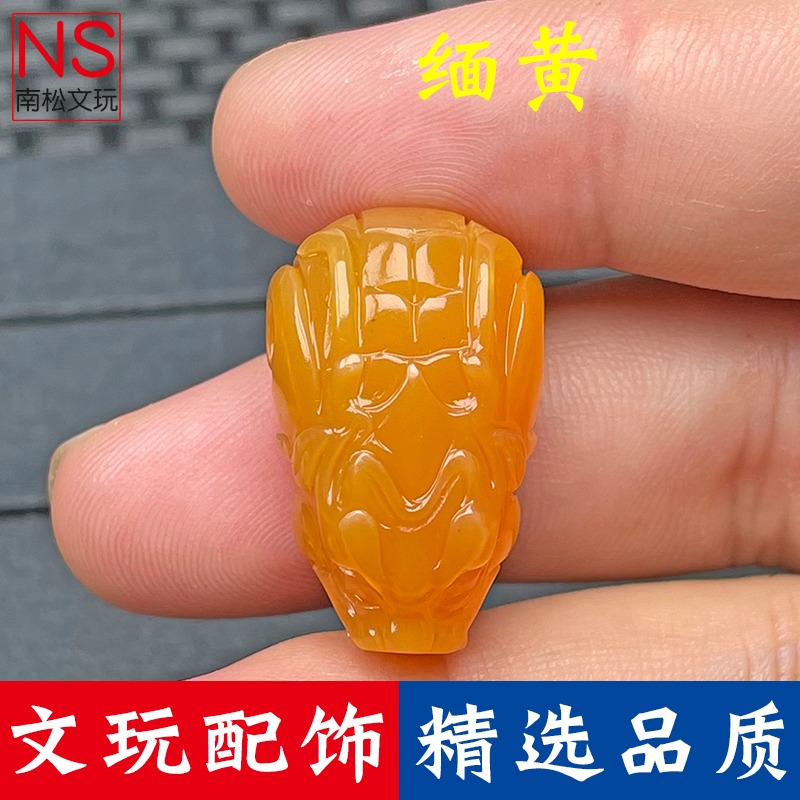 緬黃貔貅三通佛塔藏式新款金剛星月椰蒂百香子文玩配飾盤玩變色-細節圖2