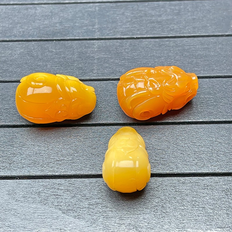 緬黃貔貅三通佛塔藏式新款金剛星月椰蒂百香子文玩配飾盤玩變色-細節圖3