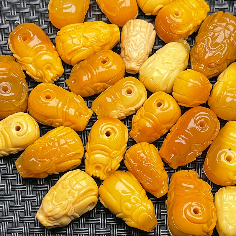緬黃貔貅三通佛塔藏式新款金剛星月椰蒂百香子文玩配飾盤玩變色-細節圖4
