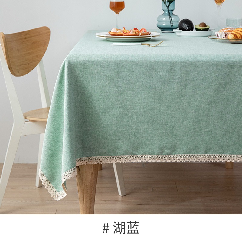桌布防水防油防燙免洗棉麻蕾絲餐桌布藝ins高級感茶幾長方形北歐-細節圖4