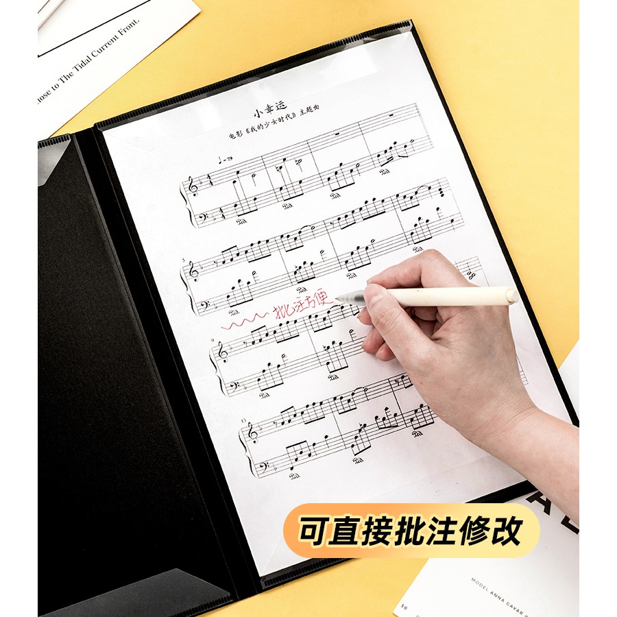 天色A4展開式樂譜夾連頁演奏鋼琴曲譜專用夾收納譜夾冊可修改吉他樂曲譜夾音樂冊琴譜不反光活頁文件夾資料冊-細節圖8