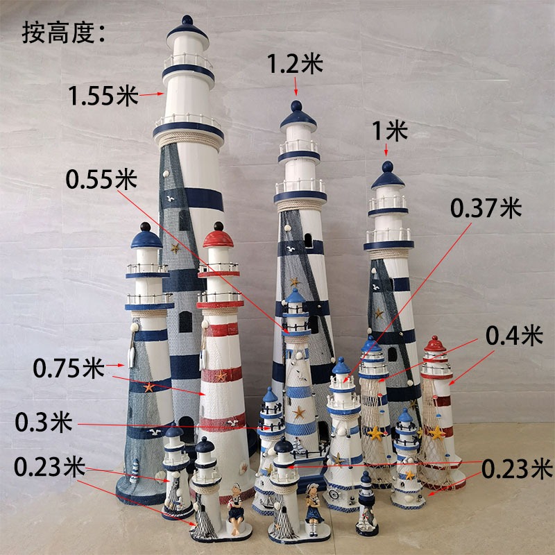 地中海洋風格兒童房童裝店幼兒園裝飾大小燈塔擺件燈塔櫃掛件包郵-細節圖2