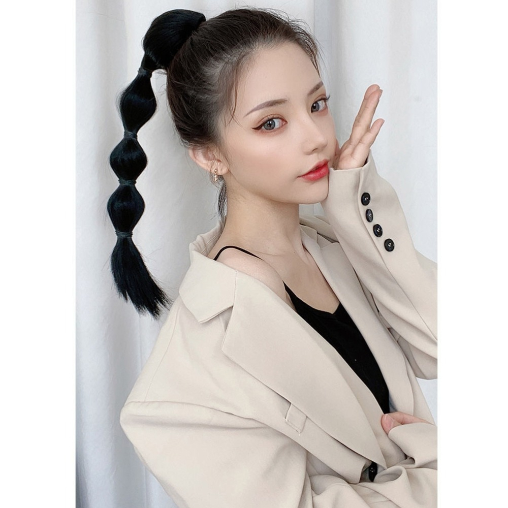 抓夾式燈籠泡泡辮子假發女馬尾網紅燈籠款自然麻花辮子防真假馬尾-細節圖2