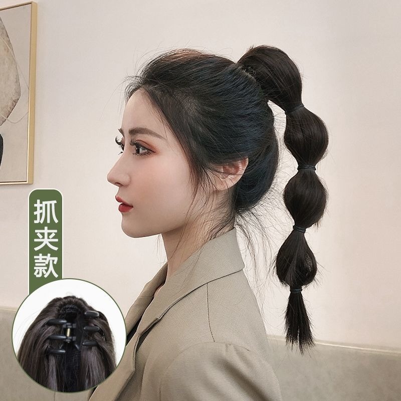 抓夾式燈籠泡泡辮子假發女馬尾網紅燈籠款自然麻花辮子防真假馬尾-細節圖6