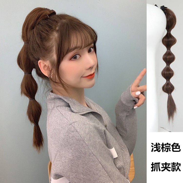 抓夾式燈籠泡泡辮子假發女馬尾網紅燈籠款自然麻花辮子防真假馬尾-細節圖9