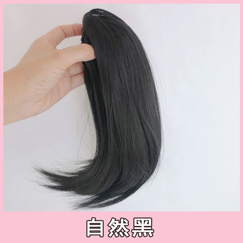 超短馬尾假發女抓夾式內扣短款直發假馬尾網紅微卷自然辮子仿真-細節圖6