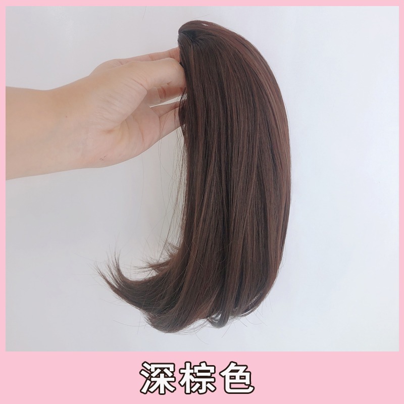 超短馬尾假發女抓夾式內扣短款直發假馬尾網紅微卷自然辮子仿真-細節圖7