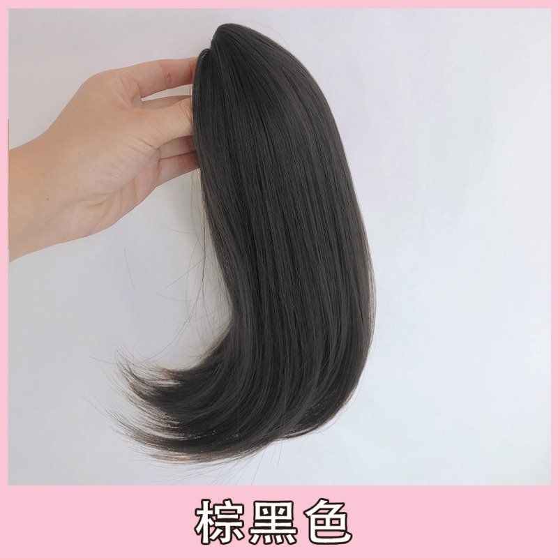超短馬尾假發女抓夾式內扣短款直發假馬尾網紅微卷自然辮子仿真-細節圖9
