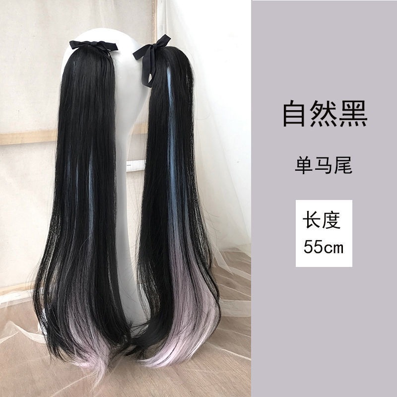 假發片雙馬尾彩色挑染假發女jk日系軟妹綁帶式長卷發網紅蘿莉微卷-細節圖6