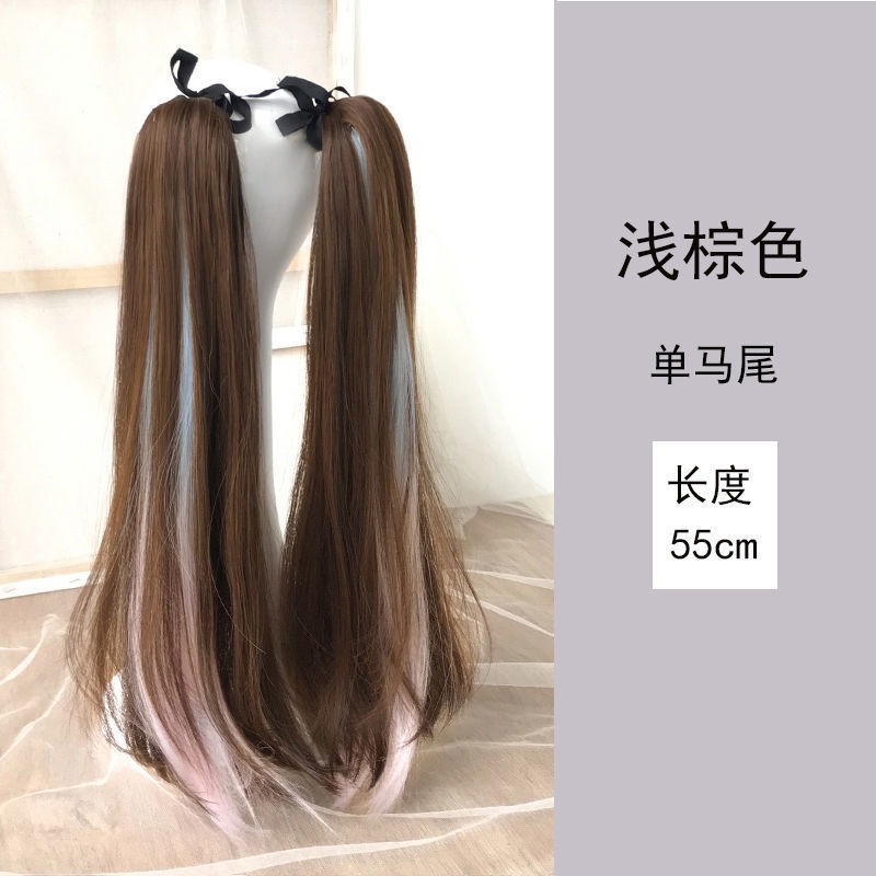 假發片雙馬尾彩色挑染假發女jk日系軟妹綁帶式長卷發網紅蘿莉微卷-細節圖9