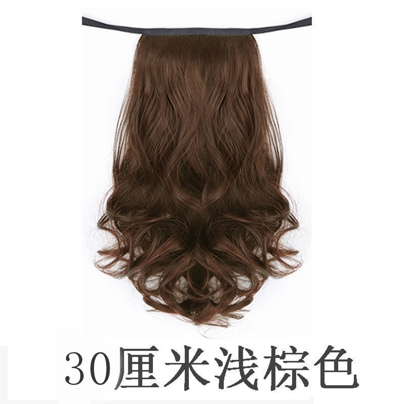 假馬尾假發女 微卷短辮子隱形短卷發 綁帶式短發假發尾短款仿真發-細節圖9