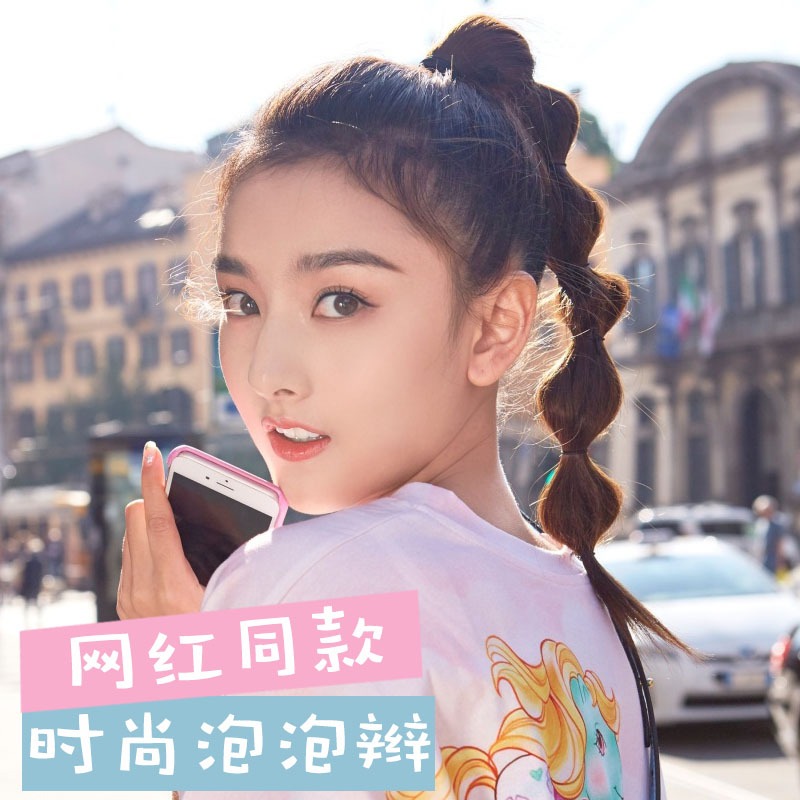 抓夾式燈籠泡泡辮馬尾假發女網紅高馬尾綁帶式可愛隱形自然麻花辮-細節圖3