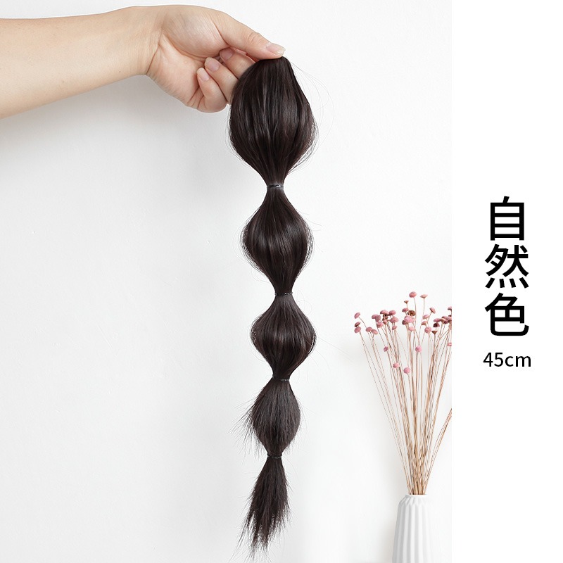 抓夾式燈籠泡泡辮馬尾假發女網紅高馬尾綁帶式可愛隱形自然麻花辮-細節圖7