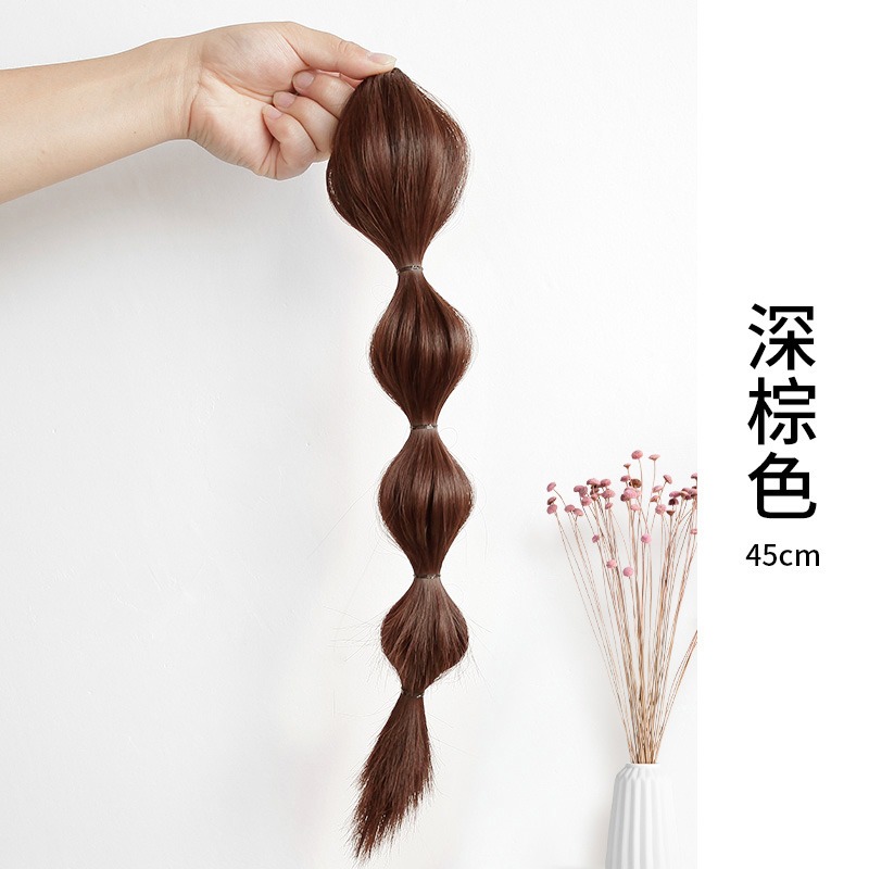 抓夾式燈籠泡泡辮馬尾假發女網紅高馬尾綁帶式可愛隱形自然麻花辮-細節圖8