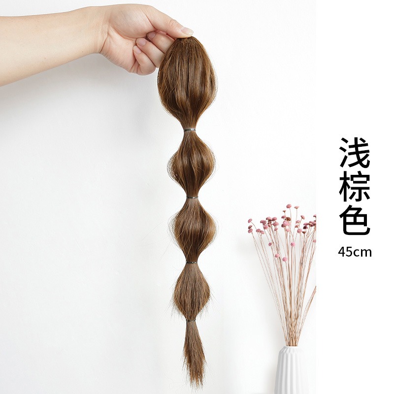 抓夾式燈籠泡泡辮馬尾假發女網紅高馬尾綁帶式可愛隱形自然麻花辮-細節圖9