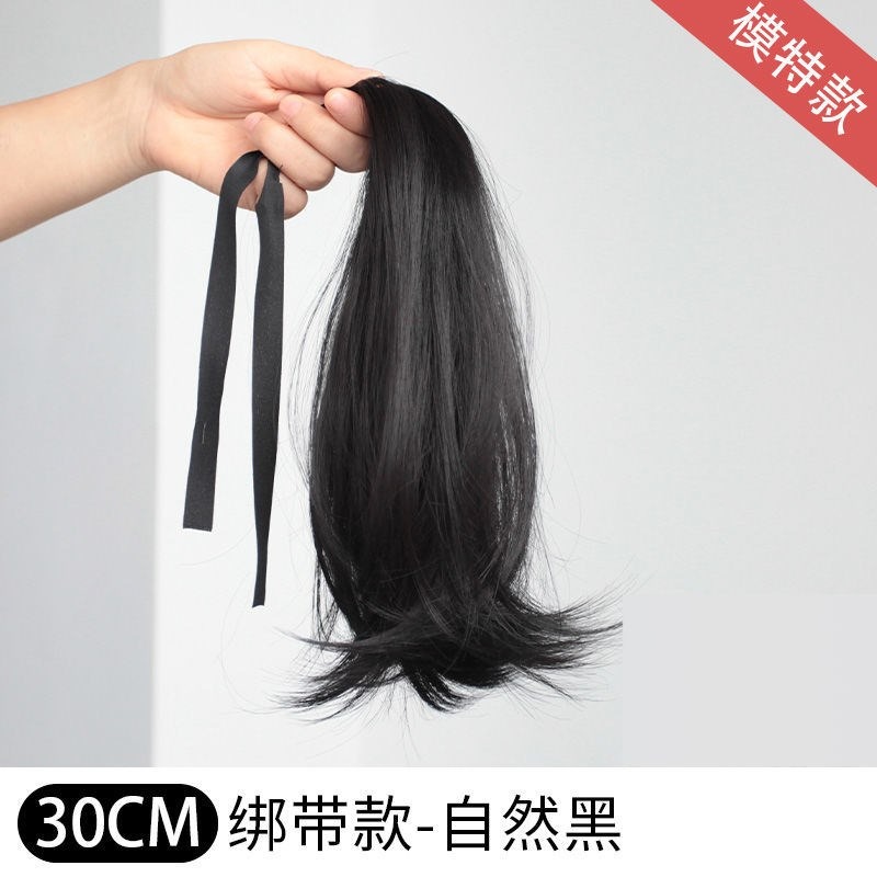 假發女長直發短馬尾微卷綁帶式網紅仿真發假發片自然無痕微翹馬尾-細節圖6