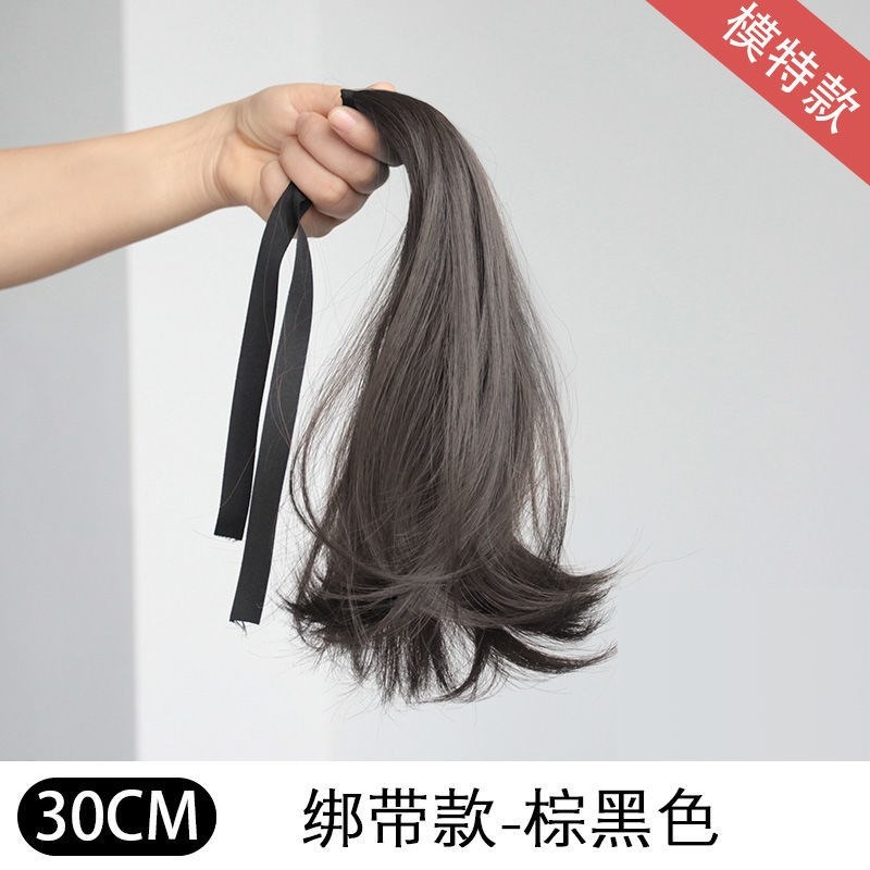 假發女長直發短馬尾微卷綁帶式網紅仿真發假發片自然無痕微翹馬尾-細節圖7