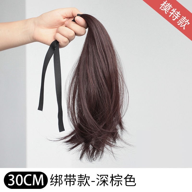 假發女長直發短馬尾微卷綁帶式網紅仿真發假發片自然無痕微翹馬尾-細節圖8