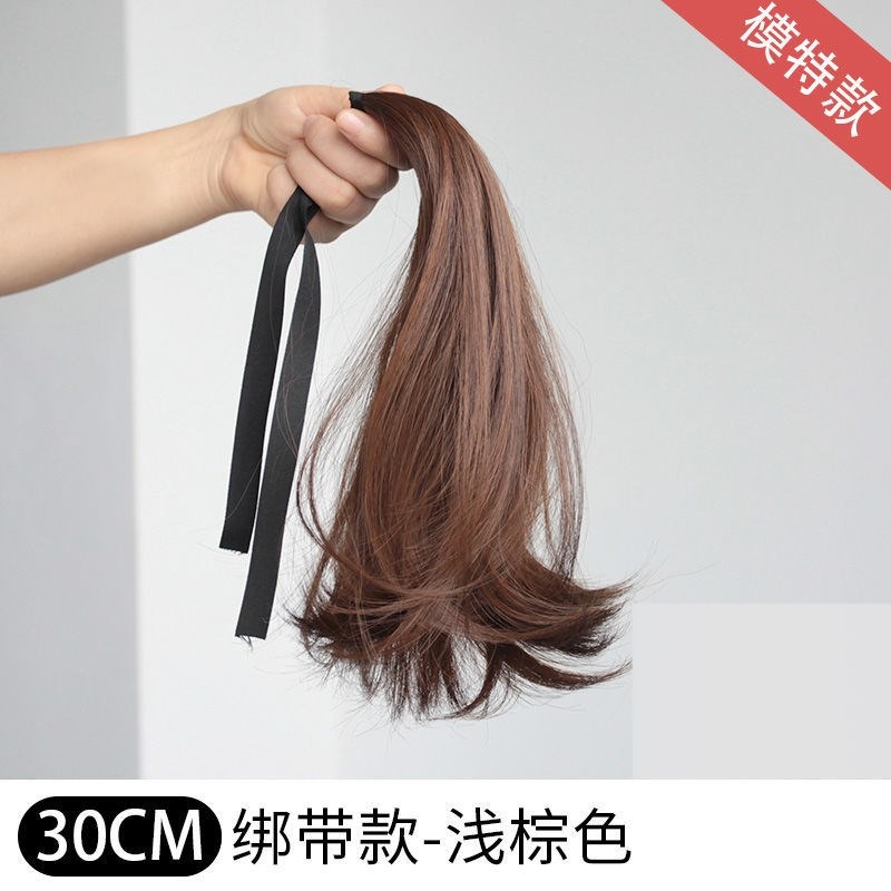 假發女長直發短馬尾微卷綁帶式網紅仿真發假發片自然無痕微翹馬尾-細節圖9
