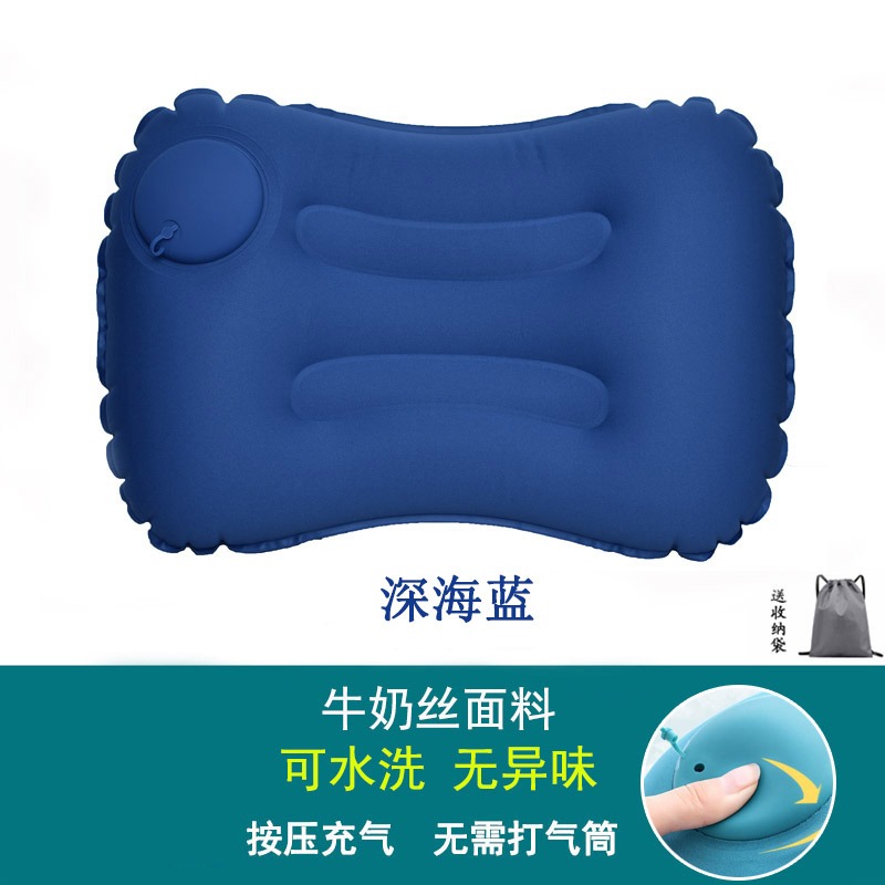戶外旅行按壓式自動充氣靠枕可折疊便攜腰枕飛機高鐵沖氣枕頭靠墊-細節圖6