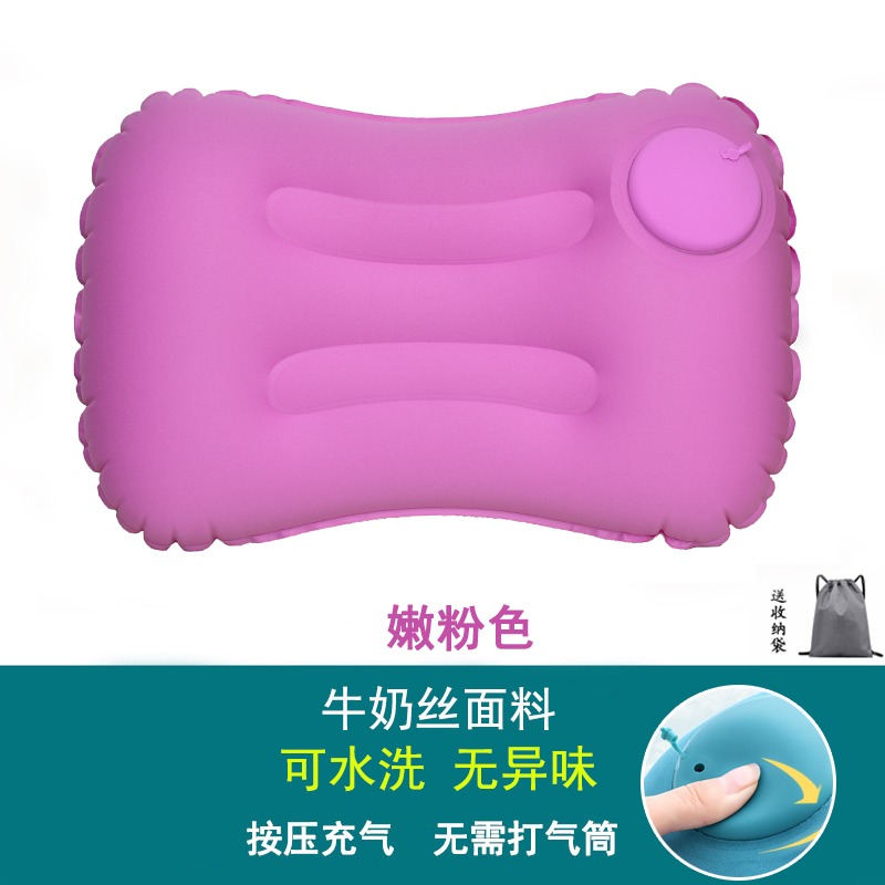 戶外旅行按壓式自動充氣靠枕可折疊便攜腰枕飛機高鐵沖氣枕頭靠墊-細節圖8