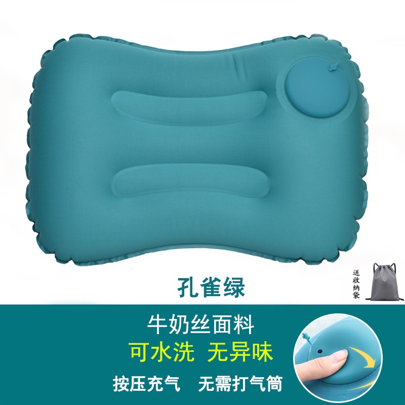 戶外旅行按壓式自動充氣靠枕可折疊便攜腰枕飛機高鐵沖氣枕頭靠墊-細節圖9
