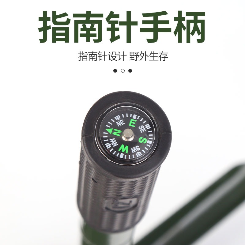 工兵鏟釣魚多功能折疊帶指南針戶外便攜鐵鍬車載小號鐵鎬野營鏟子-細節圖5