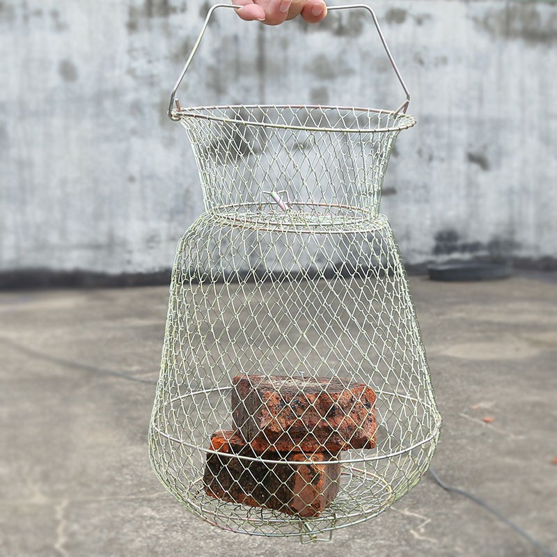魚護魚簍鋼絲折疊密網金屬魚護網網兜魚網兜魚籠裝魚防掛神器-細節圖2