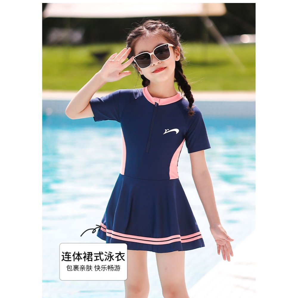貴人鳥兒童泳衣女童2022新款夏女孩游泳衣中大童寶寶公主防曬泳裝-細節圖8