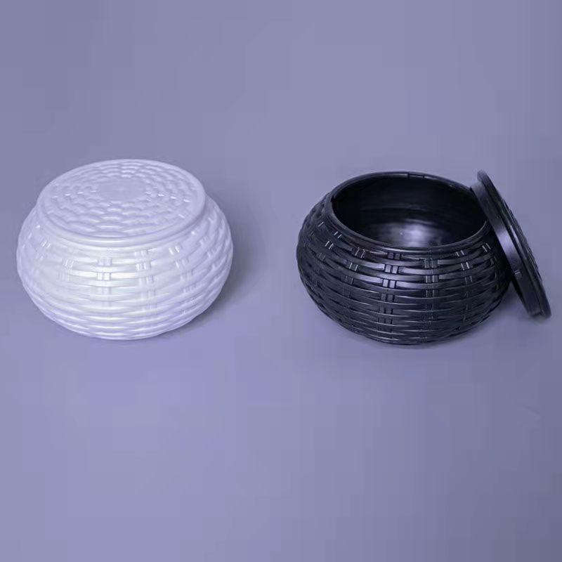 圍棋棋罐黑白五子塑編樹脂棋盒子2只裝入門初學者一對空楠竹罐子-細節圖4
